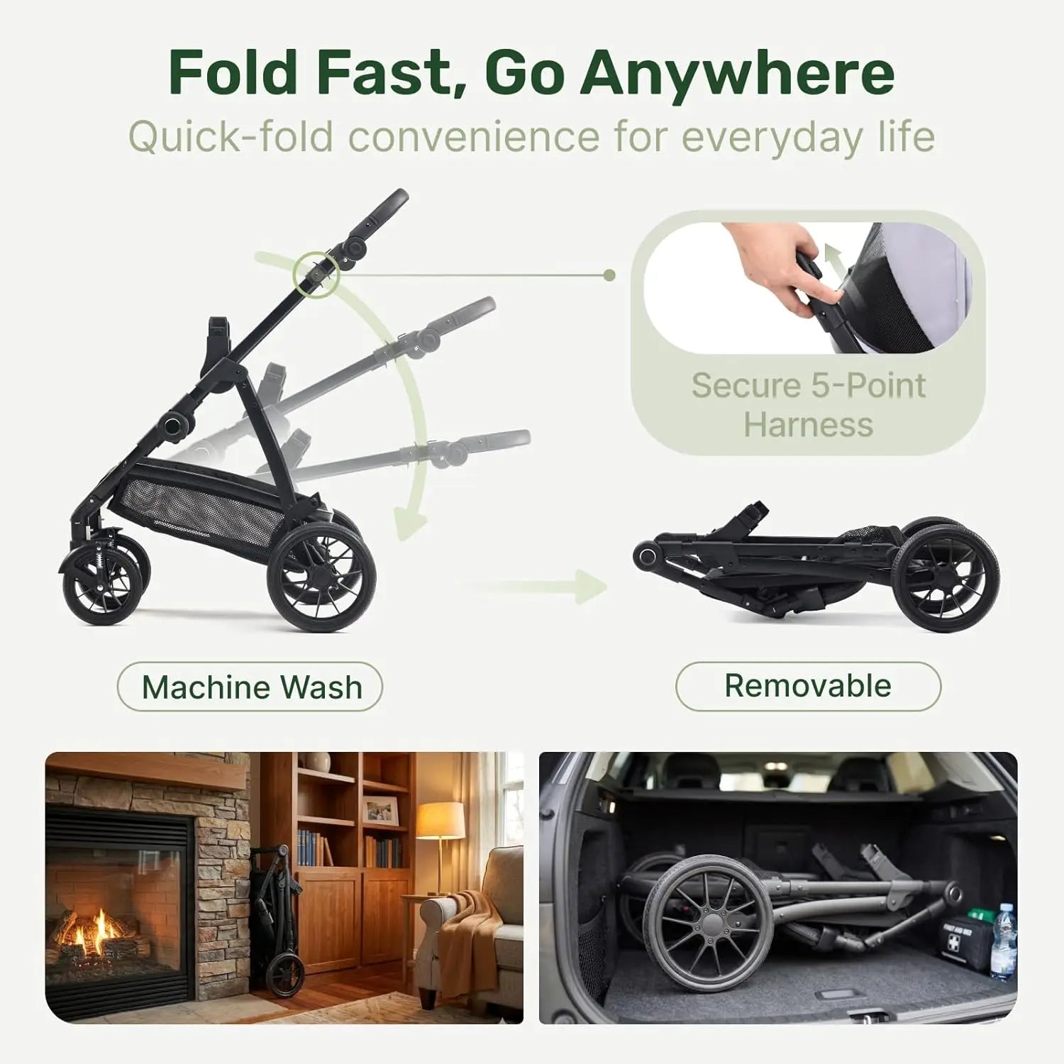 3-in-1 Pet Stroller for Medium Dogs & Cats, Detachable Aluminum Frame Carrier, All-Terrain 4-Wheel Dog Travel Carriage, Shock Ab