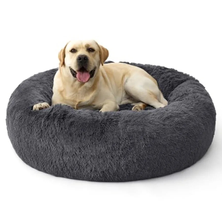 SupportMax 30in Calming Donut Dog Bed, Anti-Slip & Washable (Medium)