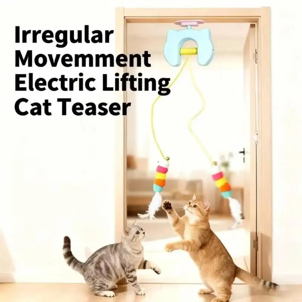 Electric Door-Hanging Swing Cat Toy — Automatic Elastic Rope Feather & Bell Teaser