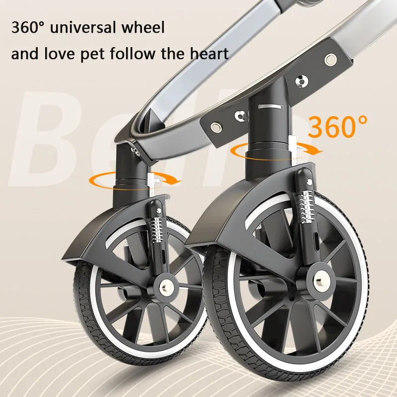Bello Pet Trolley Stroller for Dogs & Cats - Multi-Function Travel Cart with Carrier Compartment