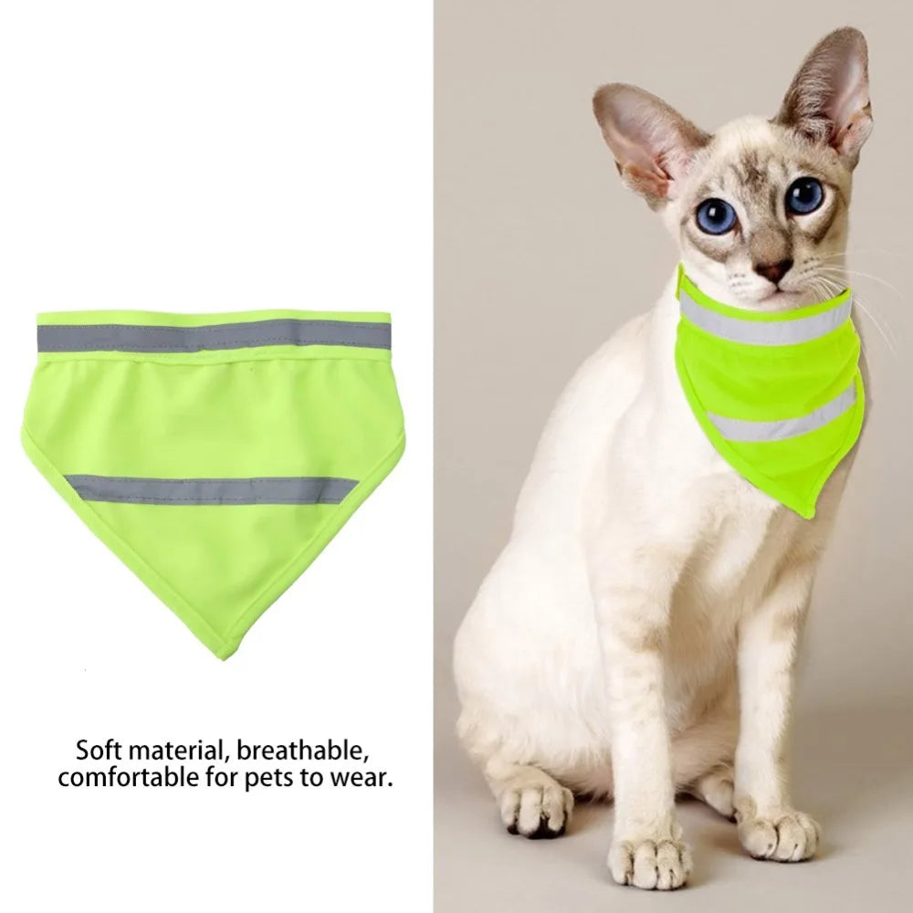 Washable Reflective Dog Bandana Luminous Adjustable Pet Scarf Soft Lightweight Dog Neck Wrap Party Decor
