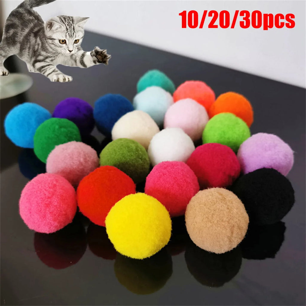 Soft Pompom Cat Ball Toys (30-Pack)