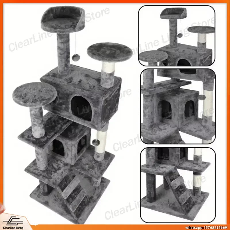 55in Cat Tree Activity Center with Condo & Perches