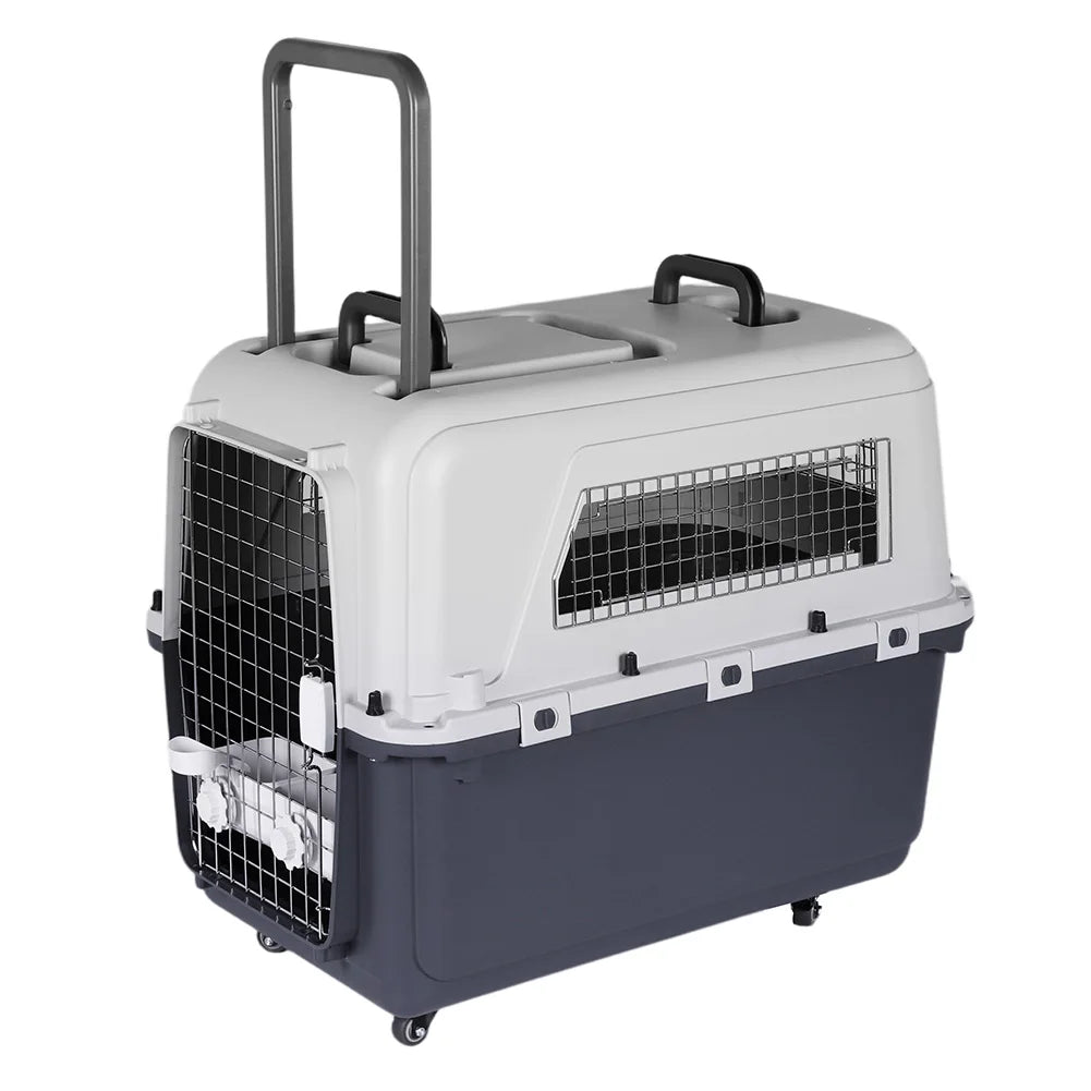 Pet Carrier Kennel Airline-Friendly Dog Travel Cate Portable Dog Cage for Large Pets Air Box, 33 Inches, for Dogs Up To 44lbs