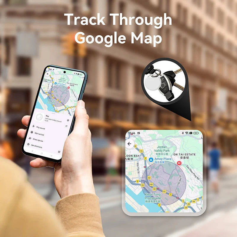 Bluetooth GPS Smart Tag Tracker for Android - Google Find My Compatible for Pets & Keys (Samsung/Xiaomi)