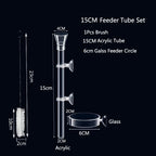 Acrylic Aquarium Shrimp Feeding Dish & Tube (Transparent, 20–30cm, Snail & Shrimp)