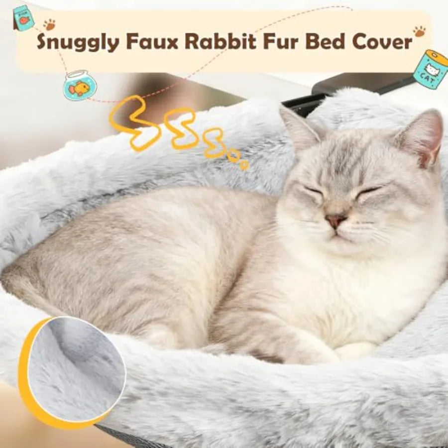 Cat Desk Hammock Bed with Faux Rabbit Fur (19x15in)