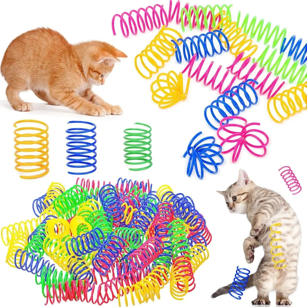 4-Pack Colorful Plastic Spring Coil Cat Toy — Indoor Kitten Swatting & Hunting Toy Set