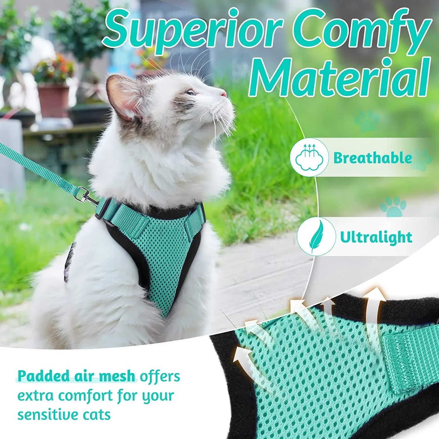 Anti-Escape Kitten Harness & Traction Belt — Lightweight Breathable Soft Vest for Walking Small Cats