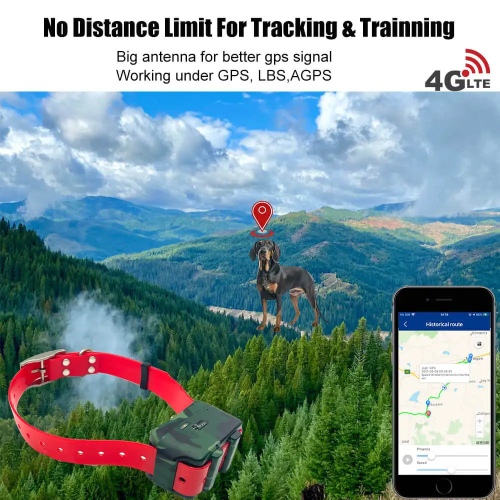 ICAR IK122M 4G IP68 Waterproof GPS Hunting Dog Collar Tracker - 2,000mAh Real-Time Locator