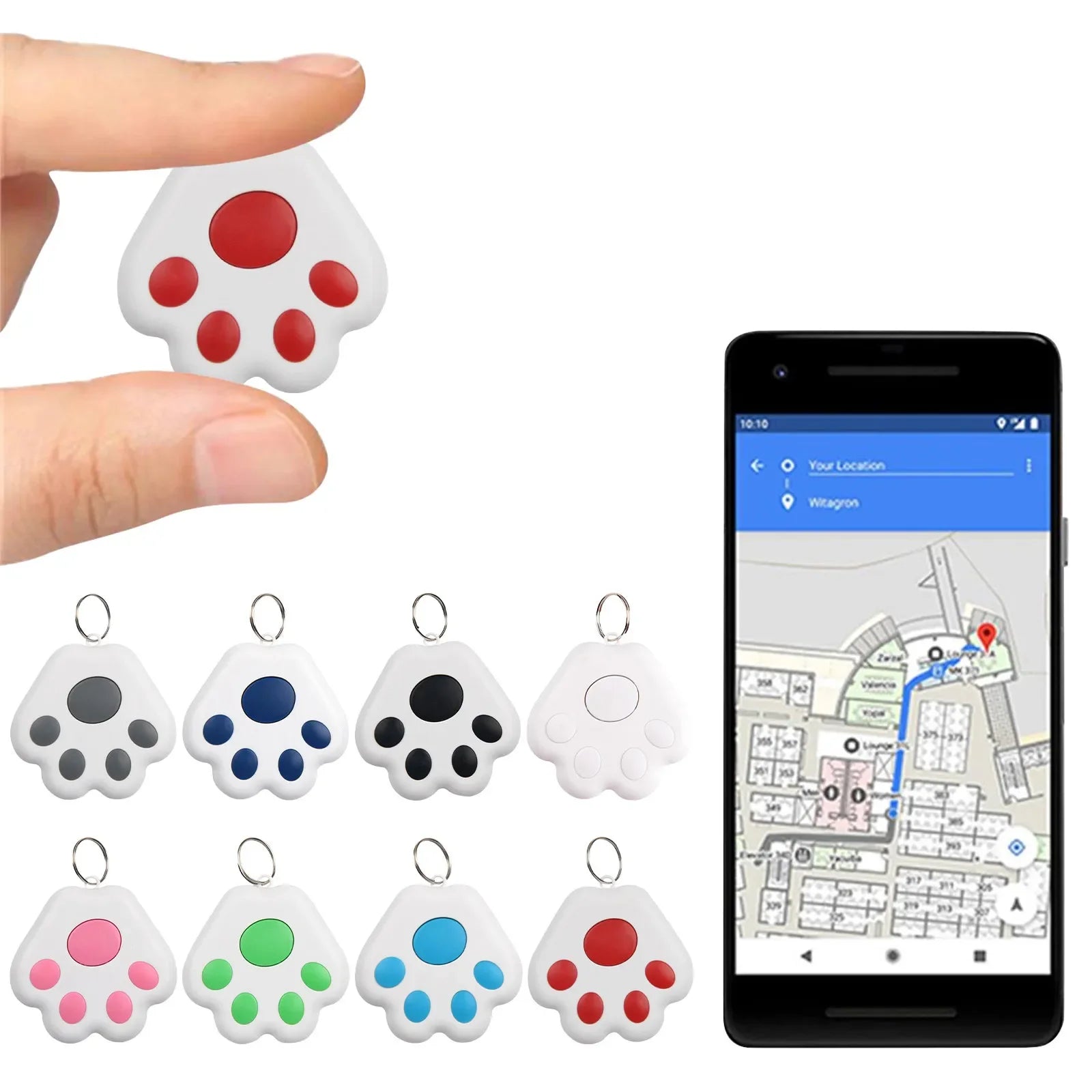 Paw-Shaped Mini Bluetooth GPS Anti-Loss Tracker - Smart Finder for Dogs, Cats, Kids, Wallets & Keys