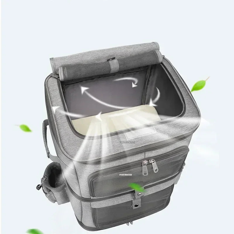 Pet Trolley Case Double Layer Large Capacity Breathable Cat Dog Carrier Stroller for Outdoor Travel Two Pet Portable Carrying