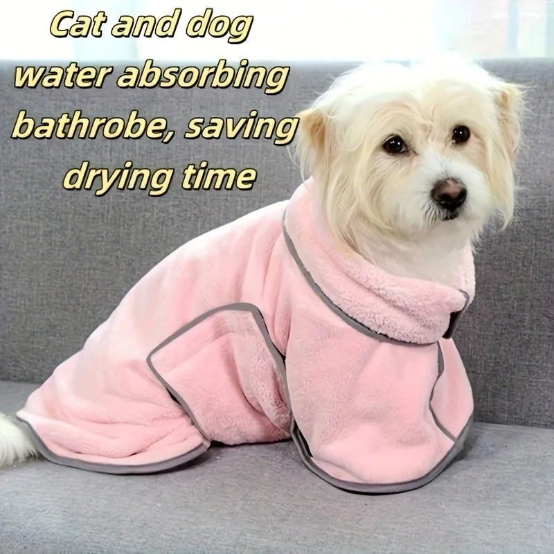 Super Absorbent Microfiber Pet Bathrobe Quick-Drying Soft Comfortable Towel Drying Robe Adjustable Hook And Loop Pet Supplies