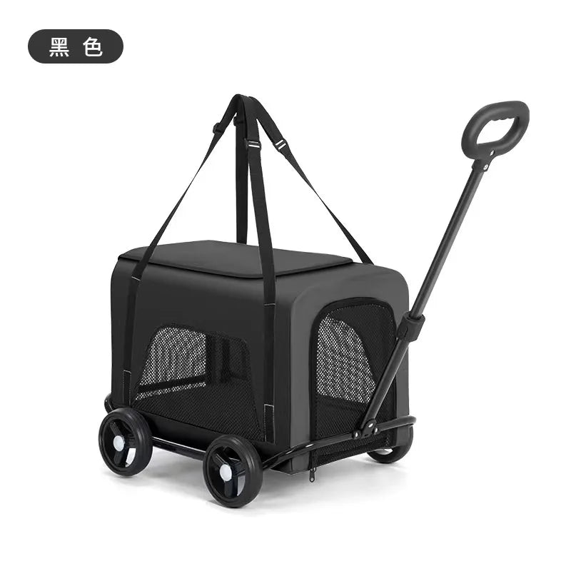Portable Foldable Pet Hand Cart Lightweight Small Animal Stroller Teddy Dog Cat Outdoor Walking Travel Puppy Pushchair