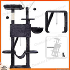 53in Cat Tree with Condo, Hammock & Scratching Post (Smoky Gray)