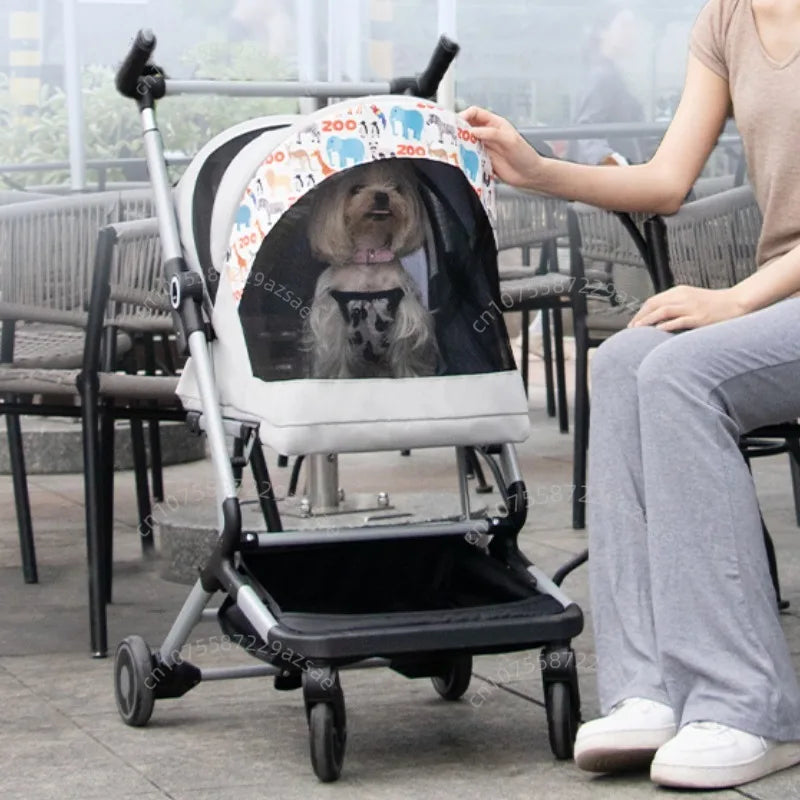 Lightweight Foldable Pet Stroller for Cats & Dogs (Ultra-Light, Large Capacity, Dual-Pet Friendly)
