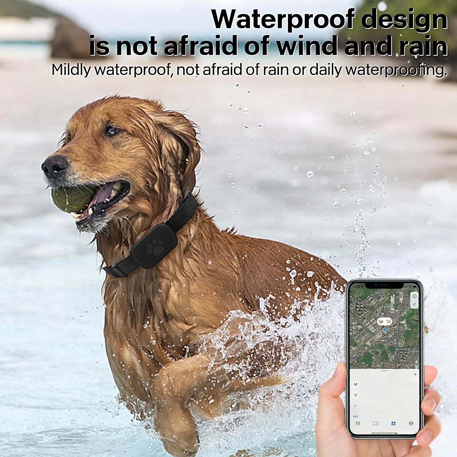 No-Subscription GPS Pet Tracker with Adjustable Collar - Long-Lasting Battery Locator for Puppies, Kittens & Dogs