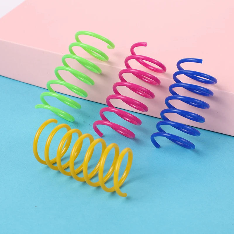Heavy-Gauge Colorful Cat Spring Coil Toy Set (4–20 Pack)