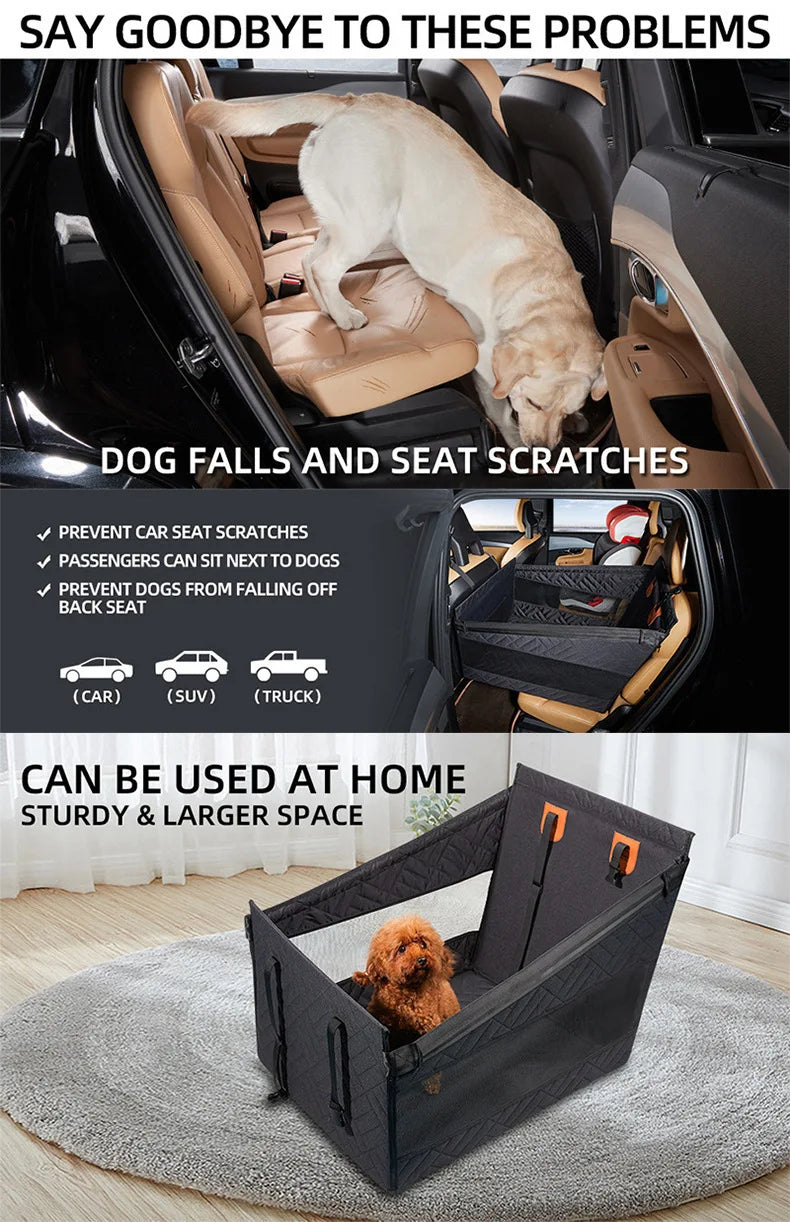 Car Pet Bed, Ventilated Design for Medium Large Dogs Cats, Backseat Dog Bed, Waterproof Car Seat Protector, Travel Pet Mat