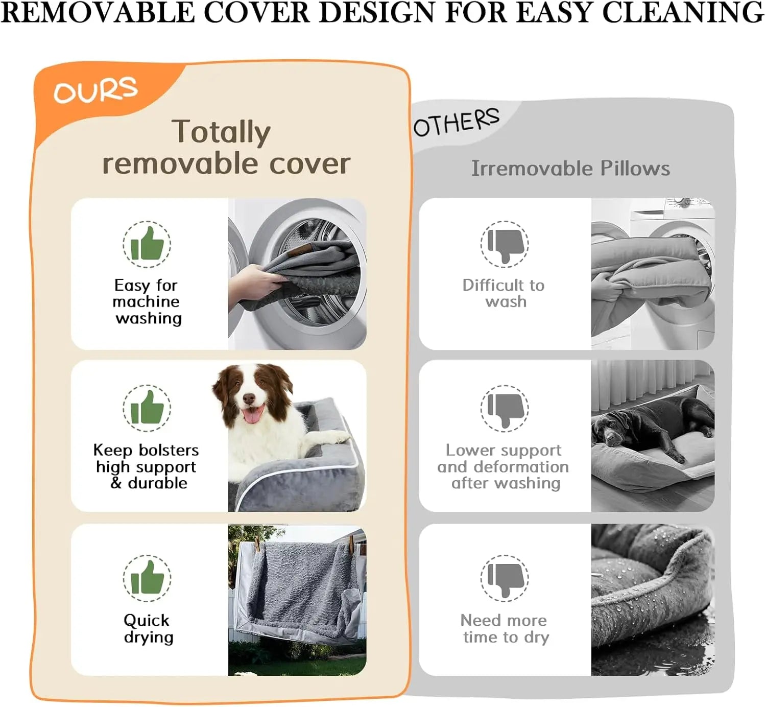 42x30in Orthopedic Dog Bed for Extra Large Dogs, Waterproof Egg Crate Foam (Grey)