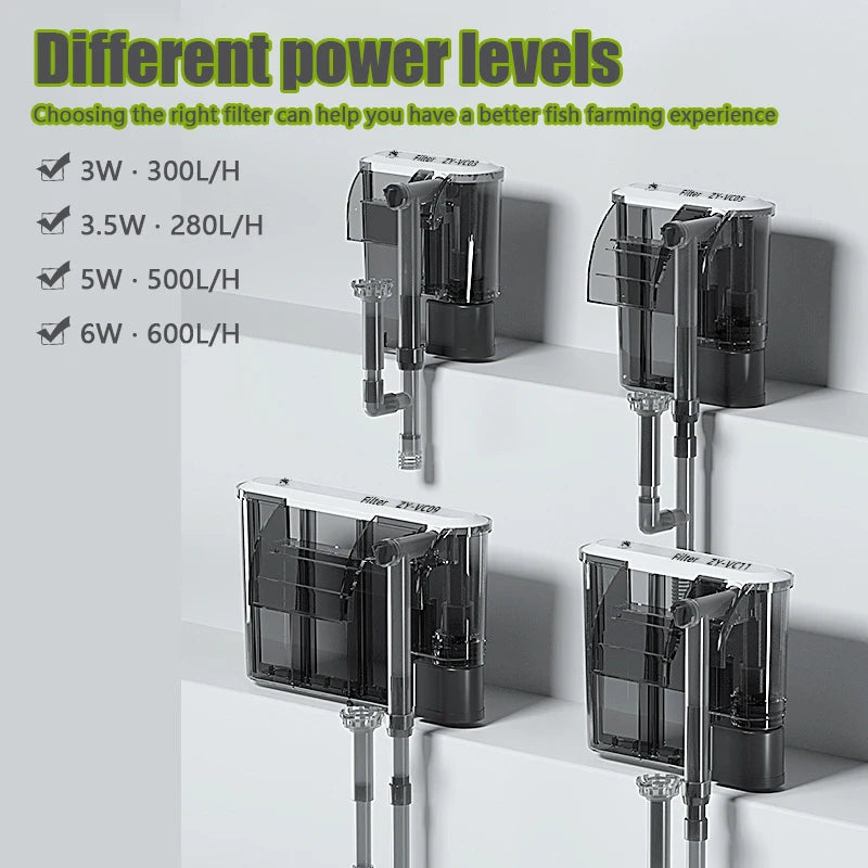 Wall-Mounted 3-in-1 Aquarium Waterfall Filter Pump (110V/220V, External Circulation, Oxygenation)