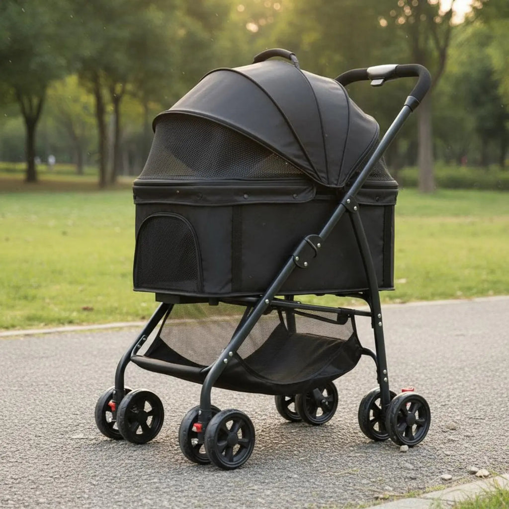 Foldable Pet Pet Transport Full Rotation Wheels Detachable Pet Carrier Pet Transport Lightweight Dog Cat Animal Carriage Storage