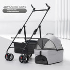 3 in 1 Dog Strollers 4 Wheels Folding Pet Stroller with Detachable Carrier  Breathable Visible Mesh Travel Carriers