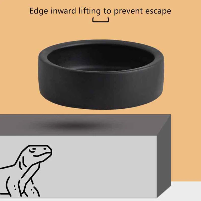 HOT! Reptile Food Bowl Anti-Escape Ceramic Feeder Dish Black White Reptile Water Bowl For Hermit Crab Gecko Chameleon Corn Snake