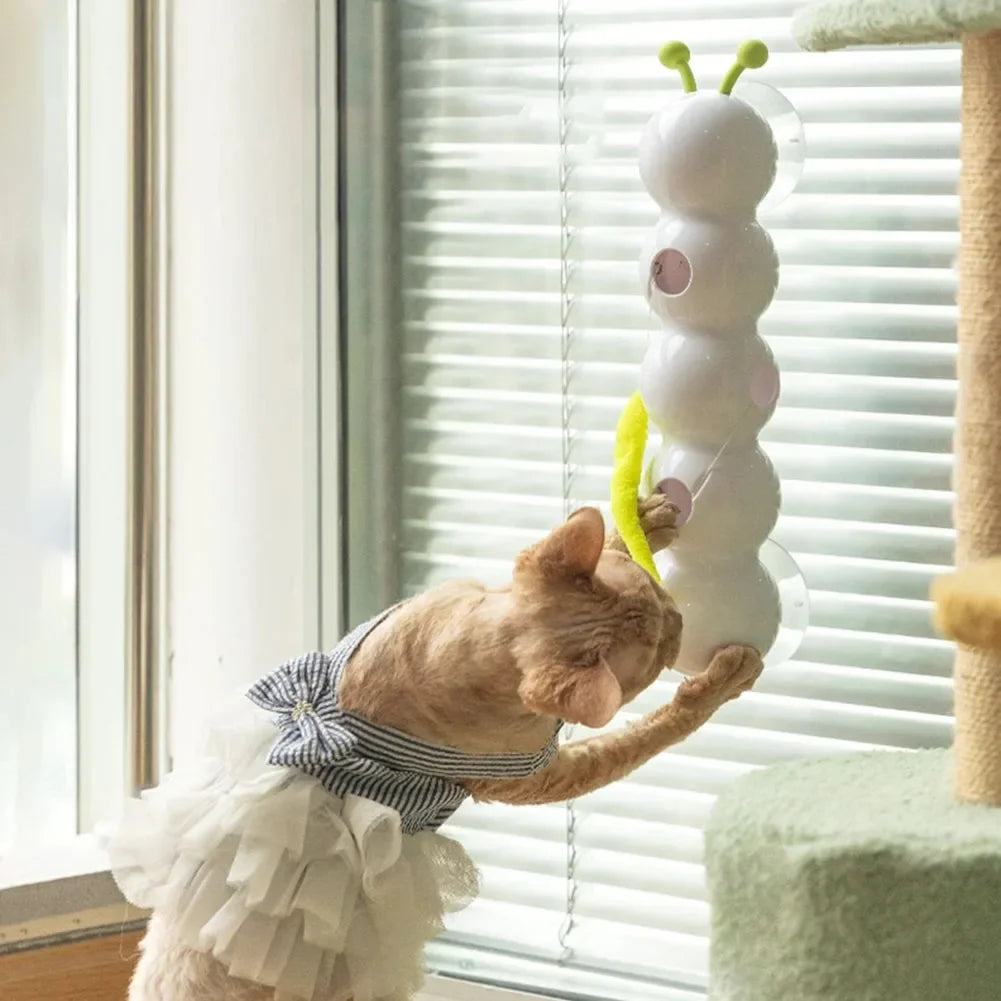 Smart Whack-a-Mole Caterpillar Cat Toy — Motion Sensor Feather Teaser for Indoor Cats