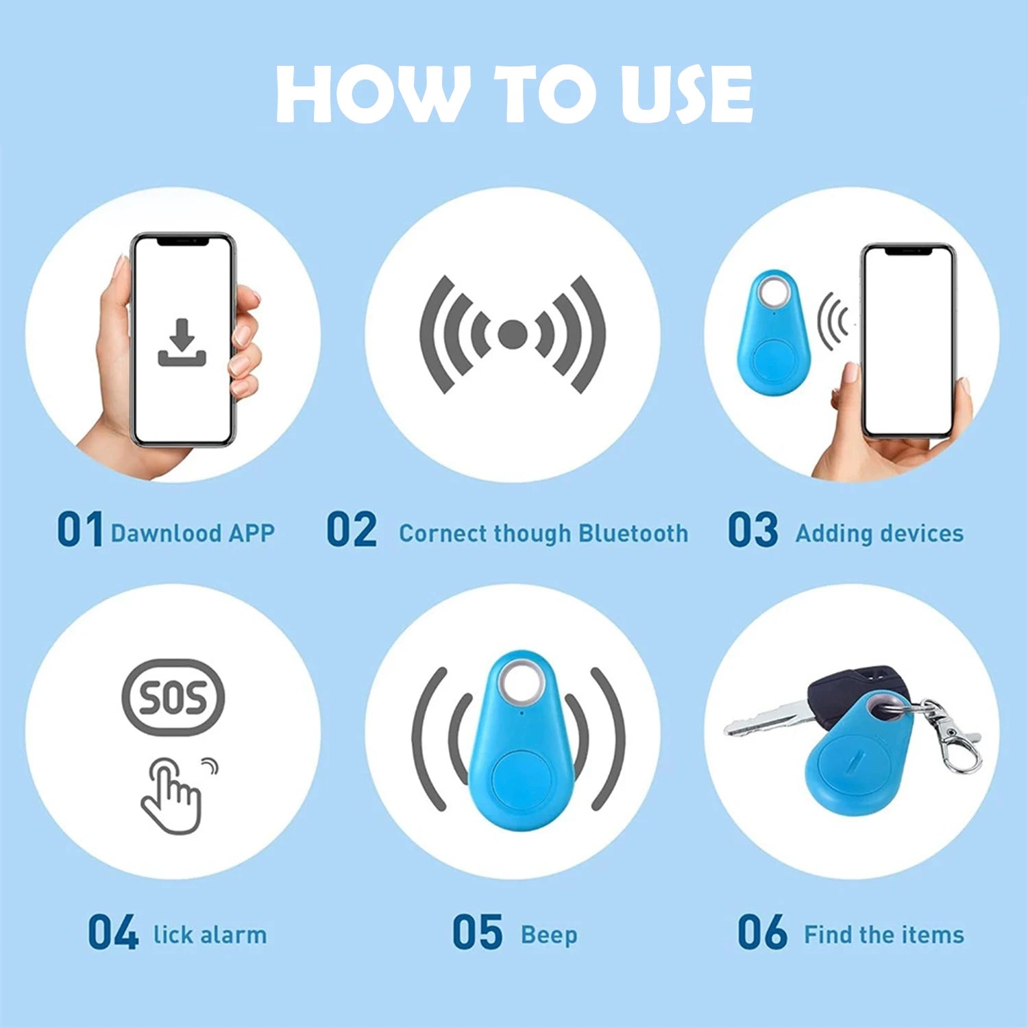 Bluetooth Two-Way Anti-Loss Alarm Locator for Phones, Keys & Wallets - Available in 2 Shapes
