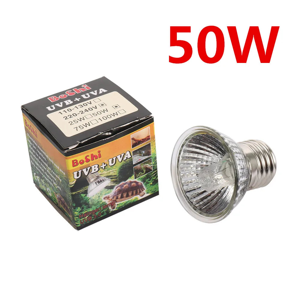 25/50/75W Reptile Lamp Bulb Amphibians Lizards Turtle Basking UVA+UVB 3.0  Light Bulbs Heating Lamp Temperature Controller 1Pc