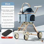 Foldable Pet Stroller High Landscape Breathable Mesh Dog Travel Carrier Basket for Small Medium Dogs Cats Portable Pets Carrier