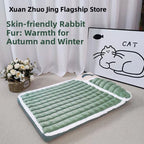 Soft Faux Fur Pet Bed Mat with Detachable, Washable Cover