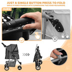 Magshion 3 Wheels Pet Dog Cat Stroller for Small Medium Dogs Cats, Foldable Jogger Stroller w/Storage Basket and Cup Holder