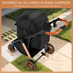 All-Terrain Pet Travel, Gray, Aluminum and Carbon Steel Frame, Adjustable Handle, Sun Shades and Shock Absorbers