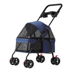 Foldable Pet Stroller, Lightweight Travel Carrier for Small Dogs Cats Up to 15 lbs, Portable Puppy Pushchair