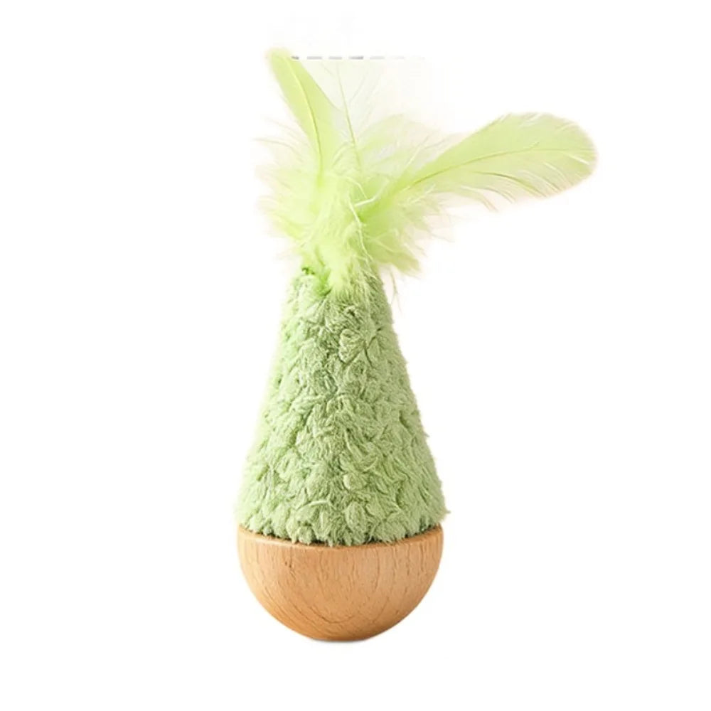 Feather Tumbler Wobbler Cat Toy — Non-Toxic Bite-Resistant Interactive Solo Play Cat Teaser