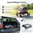 Dog Stroller for Large Dogs, Foldable Pet Stroller with Breathable Mesh, Smooth Wheels, Outdoor Travel Pet Carrier Cart