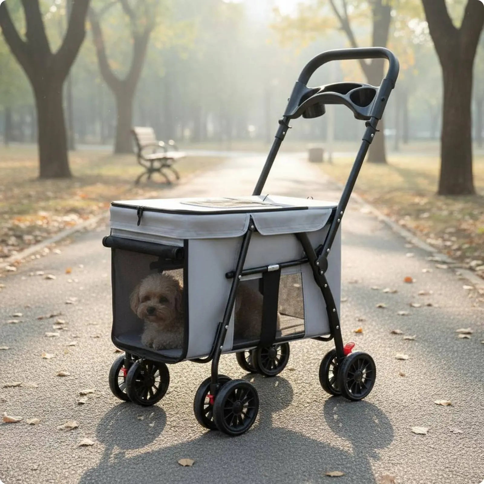 Dog Stroller Collapsible Feline Stroller Lightweight Pet Stroller Easy Accessible Creature Gear Rear Brakes for Walks, Outdoor