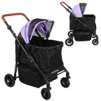 Pet Stroller Up To 33 Lbs Foldable Travel Jogger 4 Wheels Folding Adjustable Handle Reflective Strip for Jogging Running