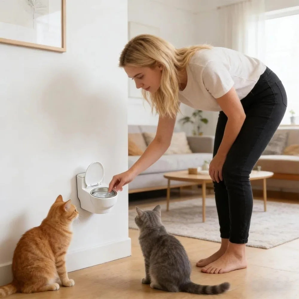 Toilet-Shaped Stainless Steel Pet Water Bowl (Anti-Spill, Non-Slip)