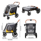 One-Click Folding Dog Stroller for Large Dogs Outdoor Pet Jogger Wagon Stroller Carrier with Storage Pockets 4 Wheels Pet Travel Stroller