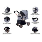 High Quality Foldable Pet Stroller Cart with Changeable Handle for Cat Travel Outgoing Pet Carriers & Travel Product