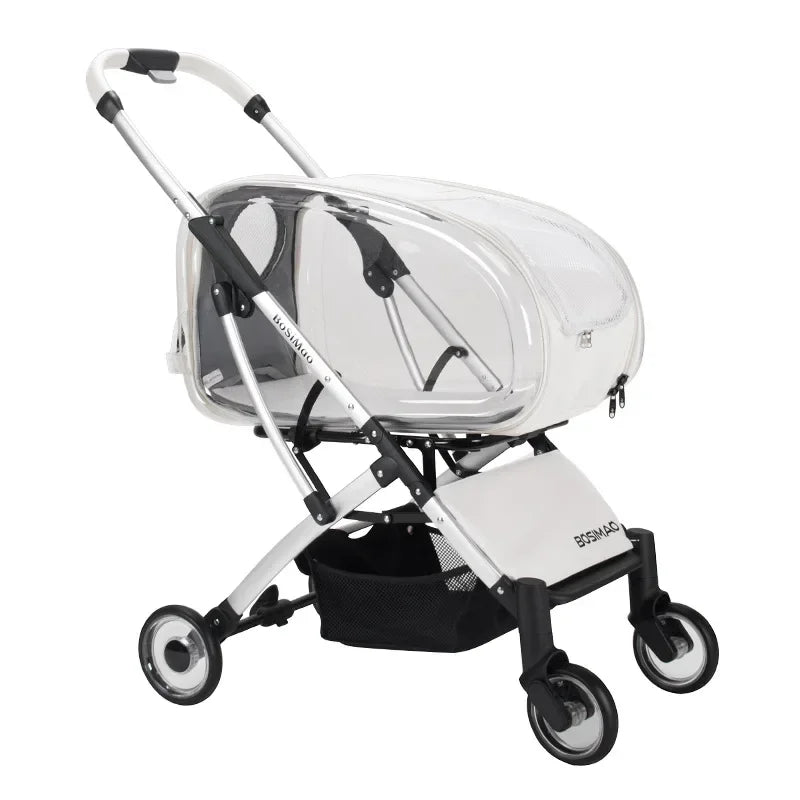 2026 Transparent Pet Stroller for Small Medium Dogs, Lightweight Foldable Detachable Dog Walking Cart, Portable Outdoor Carrier