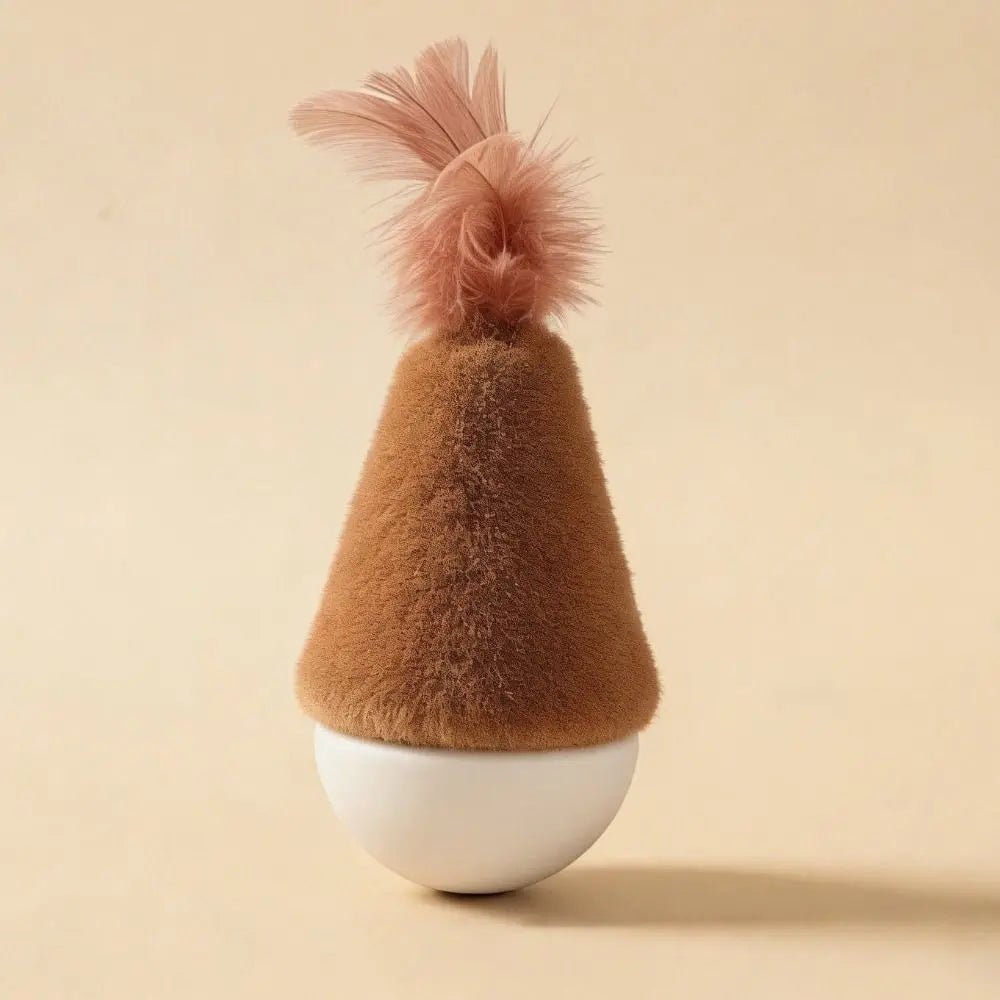 Bite-Resistant Feather Tumbler Wobbler Cat Toy — Non-Toxic Relaxing Interactive Solo Play Teaser