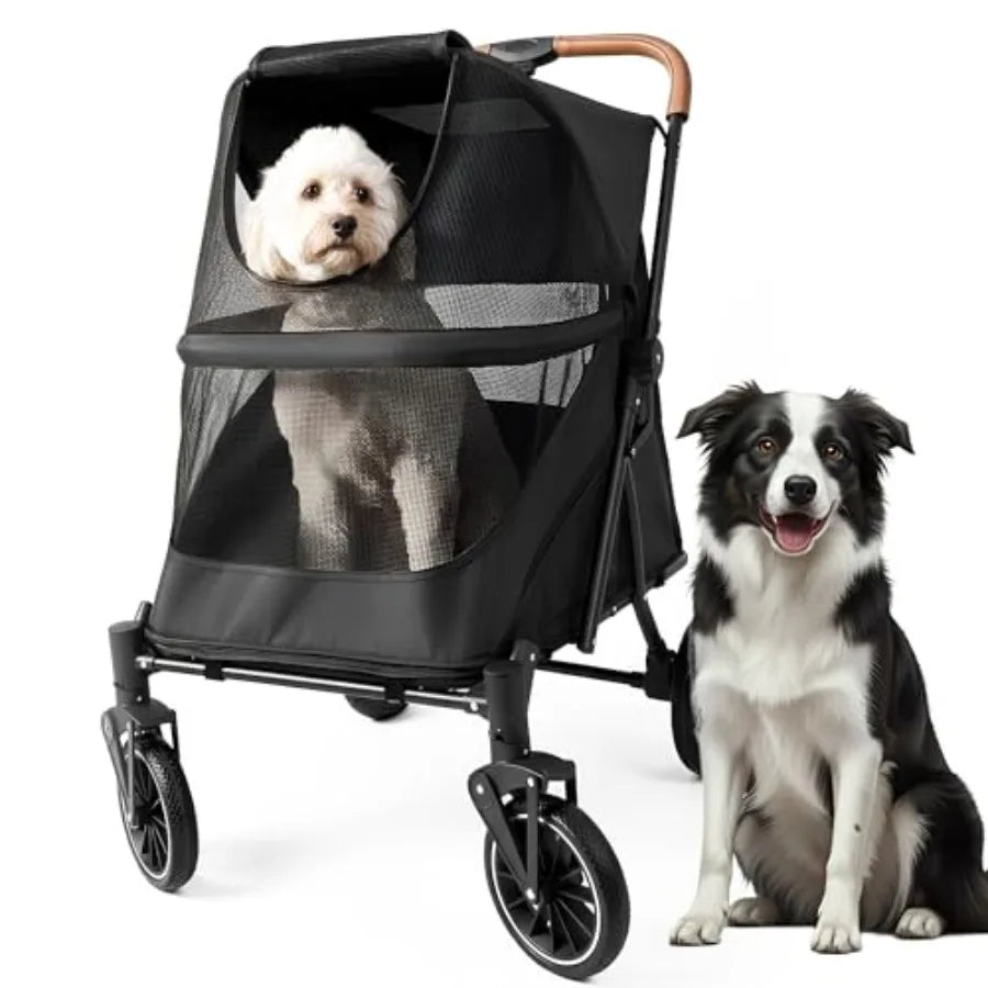 Premium Dog Stroller for Pets up to 55lbs Dog Stroller for Medium Dogs All-Terrain pet Stroller with Carbon Steel Frame and Bre