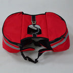 Dog Backpack Portable Outdoor Sports Puppy Hiking Camping Travel Breathable Saddlebag Red Size S Reflective Waterproof Oxford