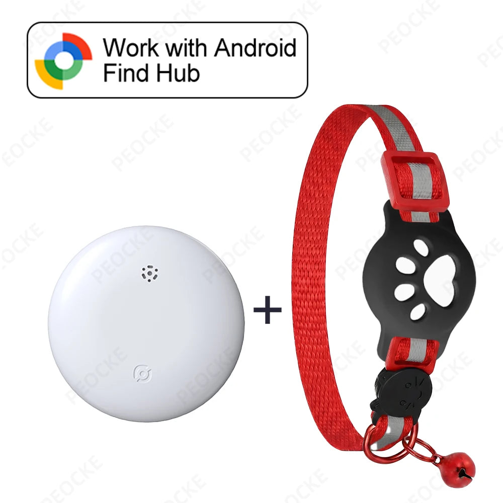 Reflective GPS Cat Collar Tracker with Safety Buckle - Waterproof Anti-Loss Kitten Locator for Android