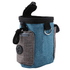 Linen Cotton Fabric Dog Feeding Pouch Adjustable Size Waist Hung Style Dog Waist Pack Water Tough Multi Compartment