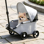 Foldable Pet Stroller Telescoping Handle Lightweight Pet Stroller Rolling Carrier Body Transport Easy Fold